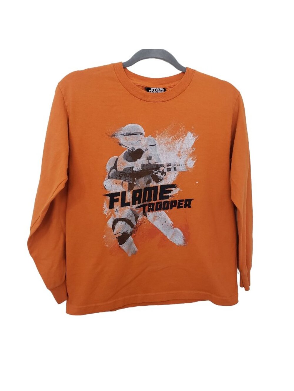 Star Wars Flame Trooper Long Sleeve Shirt Orange Youth Large YL Cotton Graphic